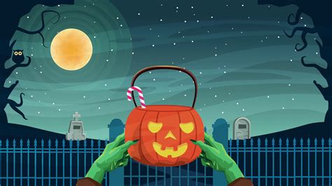 Happy Halloween Animated Scene With Frankstein Lifting
