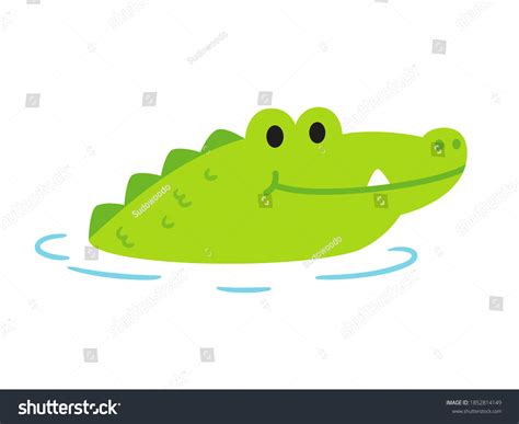 Cute Cartoon Alligator Crocodile Sticking Head Stock Vector Royalty