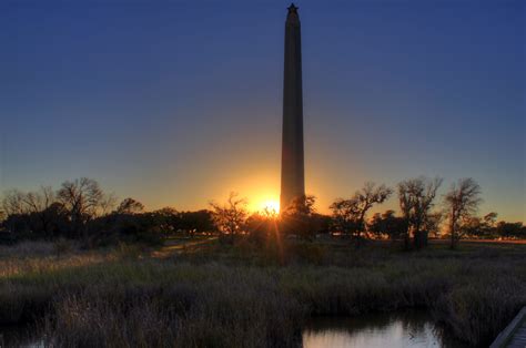Sunset behind Monument at San Jacinto Monument, Texas image - Free