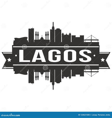 Lagos Nigeria Round Icon Vector Art Flat Shadow Design Skyline City