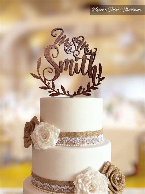 Wedding Cake Topper With Personalized Surname Personalized Wedding