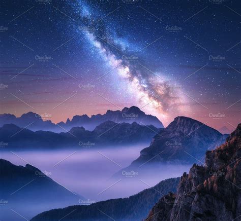Milky Way Over Mountains In Fog Milky Way Milky Way Photography