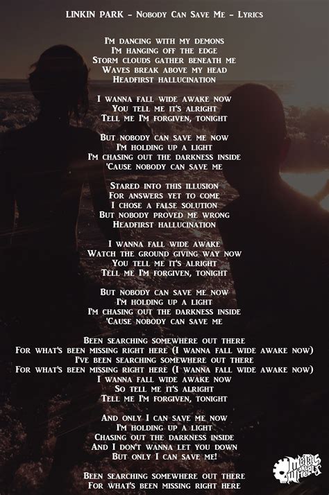 Check spelling or type a new query. Nobody Can Save me - One More Light - Linkin Park - Lyrics | LINKIN PARK - LYRICS - Metals And ...