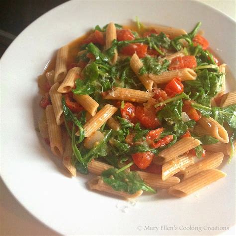 Whole Grain Pasta With Tomatoes And Arugula Pescetarian Recipes Whole Food Recipes