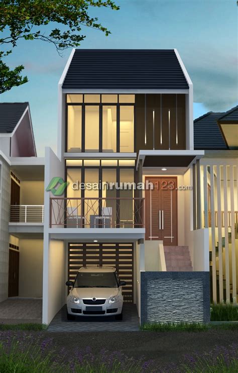 Desain rumah dengan garasi dan carport. Desain rumah minimalis di lahan 5 x 20 m2 ini dibangun 3 ...