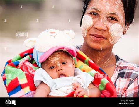 A Mother And A Child Yangon Burma Myanmar Stock Photo Alamy