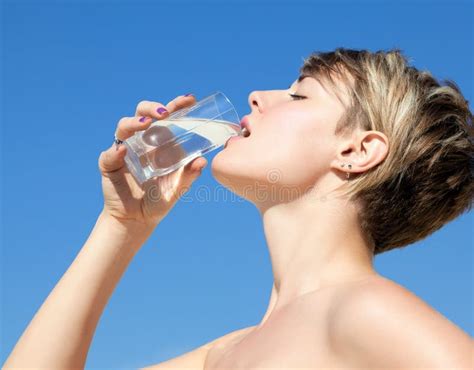 Woman Drinking Glass Of Water Stock Photo Image Of Human Freshness