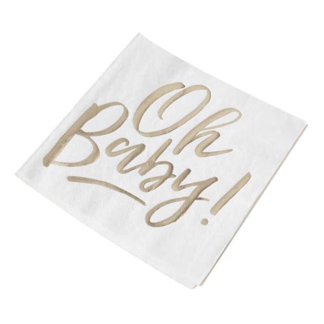 Gold Foiled Oh Baby Paper Napkins By Favour Lane