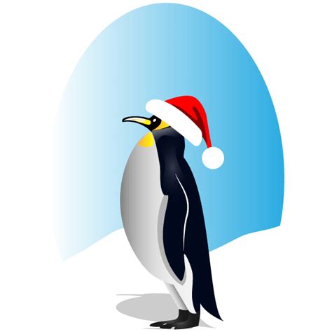 Penguin With Red Santa Hat Vector Clip Art