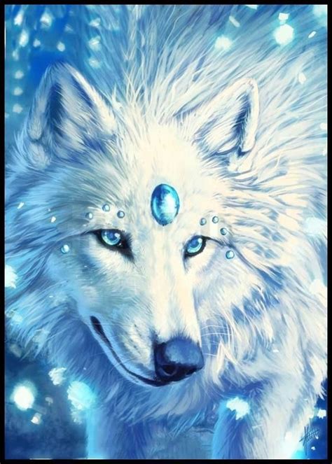 White Wolf At Moonlight Diamond Painting Fantasy Wolf Anime Wolf