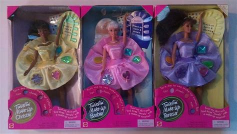 1997 Lot Of 3 Twirlin Make Up Barbie Christie And Teresa Dolls Collection Mattel Sku 18421