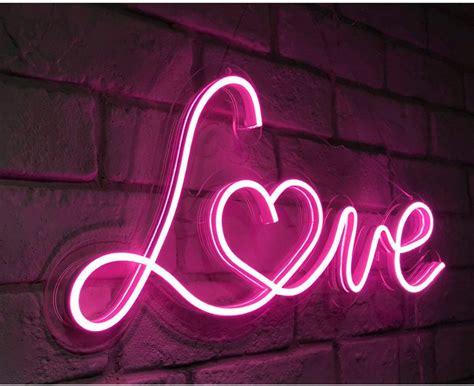 Pink Love Cute Girls Led Neon Light Sign Wall Hanging Party Etsy