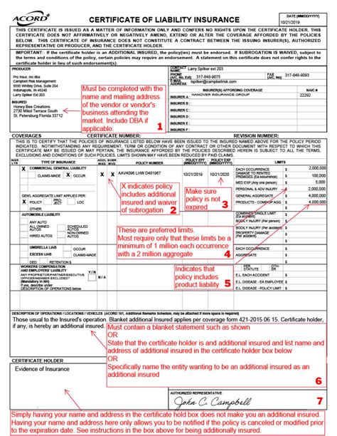 Sample Certificate Of Liability Insurance Financial Report