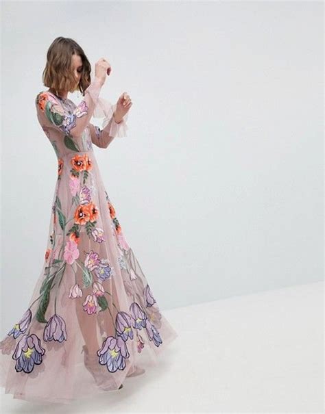 Asos Edition Asos Edition Embroidered Floral Maxi Dress Floral