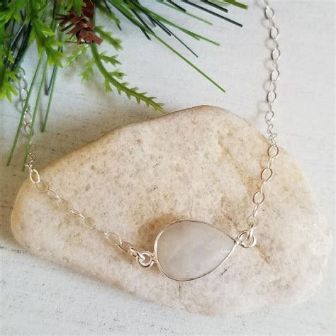 Moonstone Choker Sterling Silver Moonstone Necklace Layering Necklac