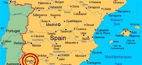 Map of spain showing Seville - Map of spain showing Seville (Andalusia - Spain)