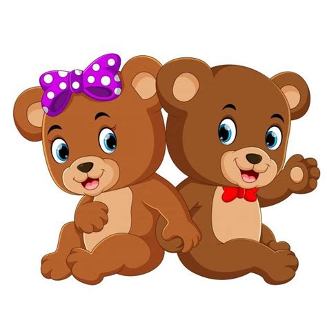 Dois Ursos Fofos Vetor Premium Desenho De Ursinho De Pel Cia Ursos