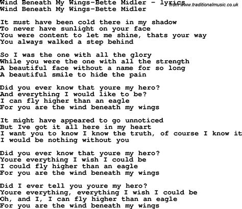 Lyrics Bette Midler Songs Download Wind Beneath My Wings Bette Midler