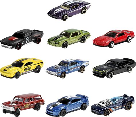 Hot Wheels Muscle Mania 10 Pack Mini Collection 10 1 64 Scale Muscle Cars Each With Authentic