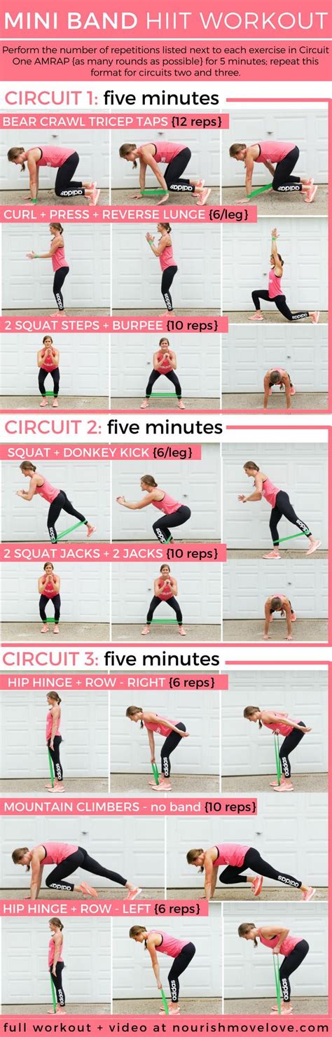 Be sure to keep your elbows forward, chest up and knees behind your toes. Travel-Friendly, 15-Minute Mini Resistance Band HIIT ...