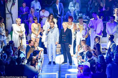 abba s bjorn ulvaeus joins benny andersson for the opening night of his mamma mia the party