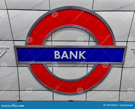 London Underground Platform Sign For Bank Station Editorial Photography