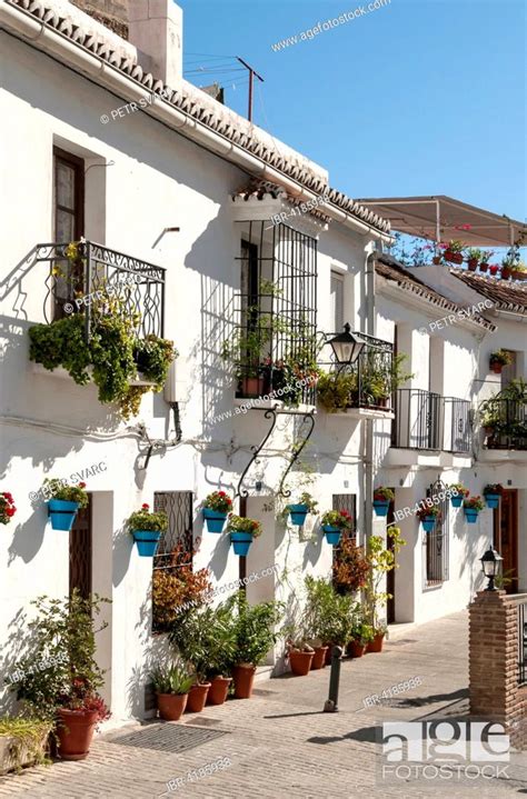 Calle Muro Street With White Washed Houses Mijas Pueblo Andalusia