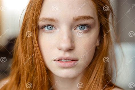 Portrait Of Tender Natural Beautiful Redhead Girl Stock Image Image