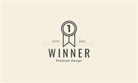 Simple Line Medal Winner Logo Vector Icon Symbol Graphic Design