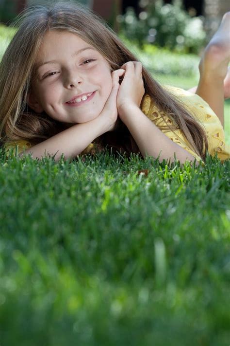 Girl On Grass Stock Image Image Of Daughter Laugh Leisure 74671151