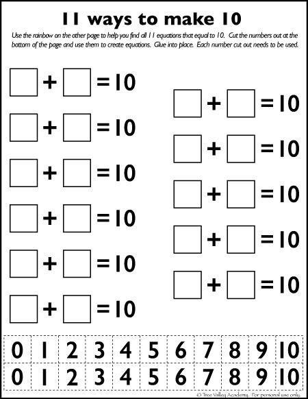 Free Number Bonds To 10 Worksheet Tree Valley Academy