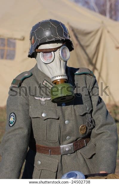German Soldier Gas Mask Ww2 Reenacting Stock Photo 24502738 Shutterstock