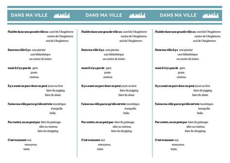 French Activities Ma Ville Teaching Resources