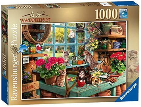 It also improves mental speed. Ravensburger Is he watching 1000pc Jigsaw Puzzle Cat ...