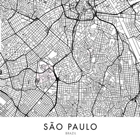 S O Paulo Brazil City Map Print Wall Art Print At Home Etsy Map