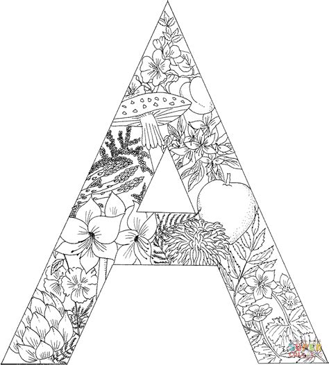 Letter A with Plants coloring page  Free Printable Coloring Pages