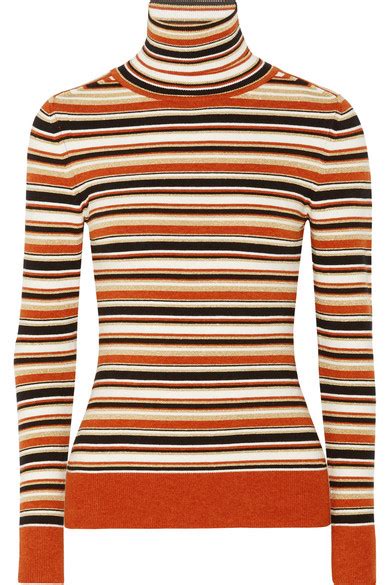Joostricot Striped Metallic Knitted Turtleneck Sweater Net A Portercom