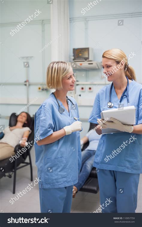 Nurses Talking Smiling Hospital Ward Stock Photo Edit Now 110957759