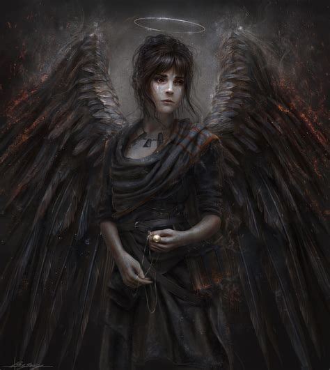 Fallen Aasimar Wings Angel Art Dark Fantasy Art Angel