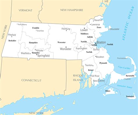 Massachusetts Map Cities And Towns