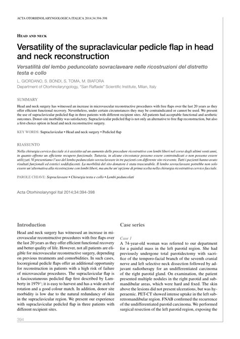 Pdf Versatility Of The Supraclavicular Pedicle Flap In Head And Neck