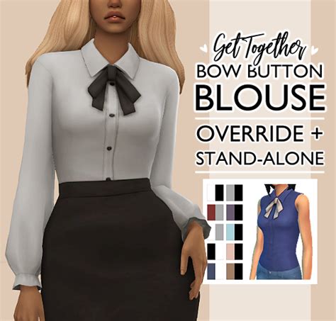 Maxis Match Cc World — Maushasims Gt Bow Button Blouse Override