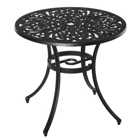 Outsunny 33 Patio Dining Table Round Cast Aluminium Outdoor Bistro