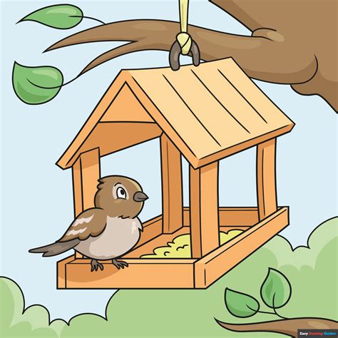 How To Draw A Bird Feeder Really Easy Drawing Tutorial