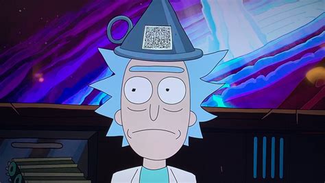 Rick And Morty The Qr Code On Ricks Funnel Hat Works