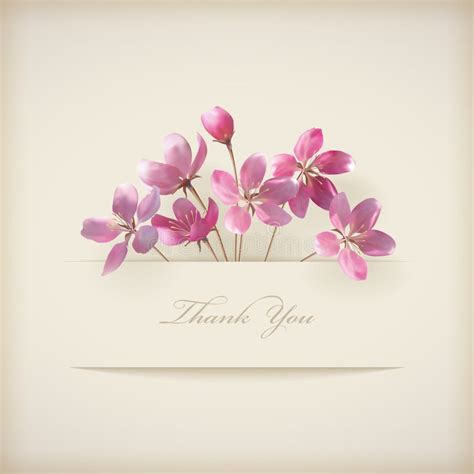 Floral Spring Vector Thank You Pink Flowers Card Stock Vector