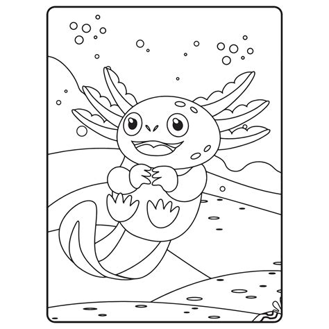 Axolotl Coloring Book Pages For Kids 13307940 Vector Art At Vecteezy