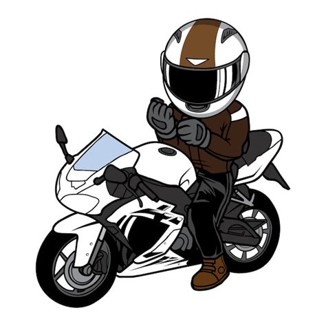 Premium Vector Man Sit On Sport Bike Cartoon Motorcycle Illustration