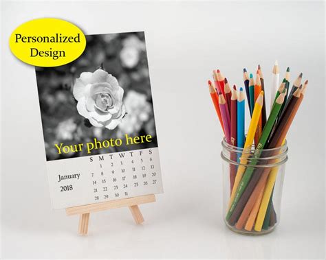 2021 Personalized Desk Calendar With Easel Customize Loose Etsy