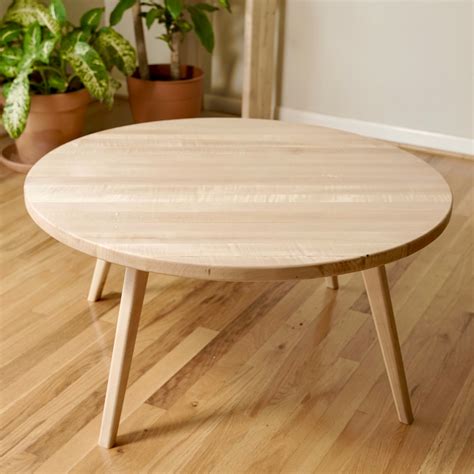 Round Scandinavian Coffee Table Maple Coffee Table Walnut Etsy